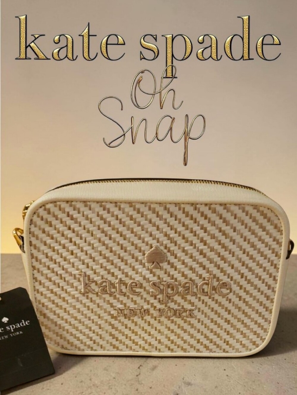 Kate Spade Cream and Tan Crossbody Bag ( OH SNAP ) NWT! - Picture 1 of 10